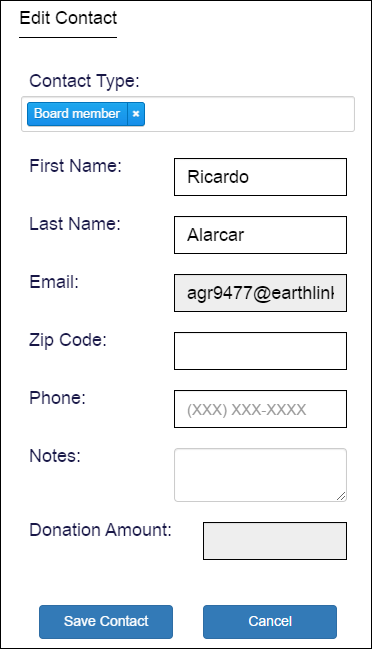 Edit contact pop-up.